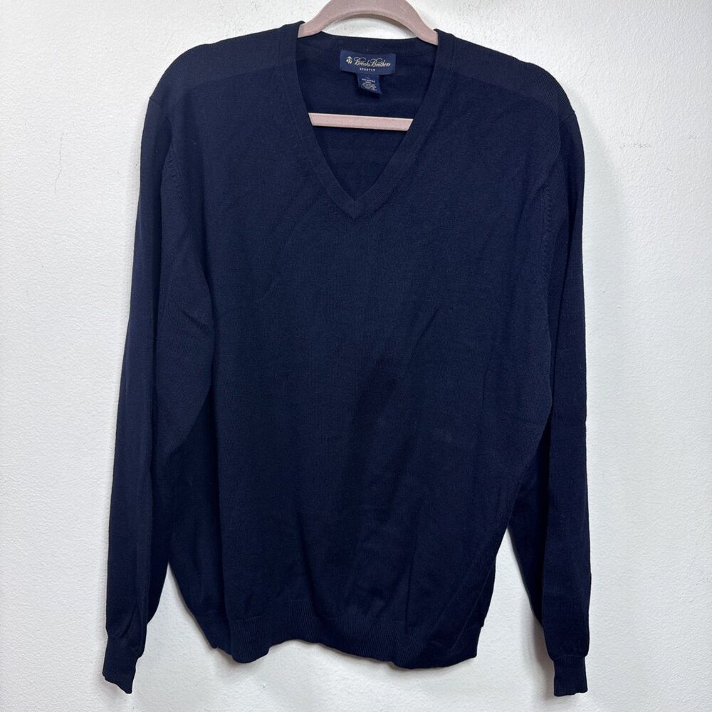 (T2) Brooks Brothers Men's Long Sleeve Blue Merino Wool Sweater, XL, Classic
